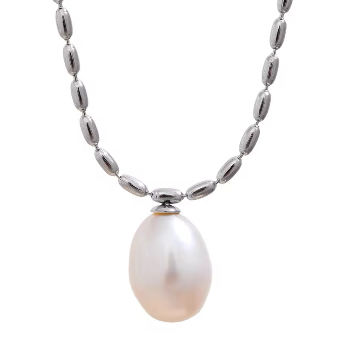 AISANG Natural Fresh Water Pearl Stainless Steel Necklace Women Jewelry