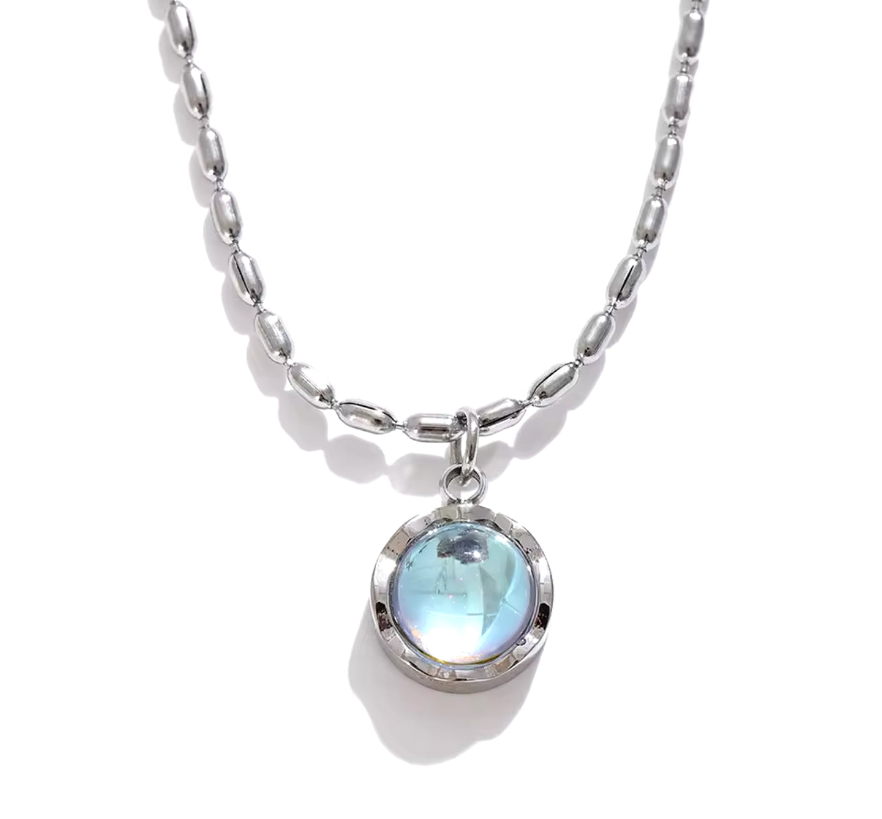 AISANG Exquisite Necklace with Moonstone Pendant High Quality Chain Stainless Steel Water Proof for Women