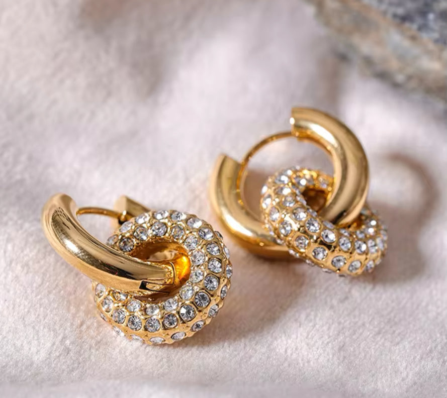 AISANG Cubic Zirconia High Quality Stainless Steel Round Hoop Earrings