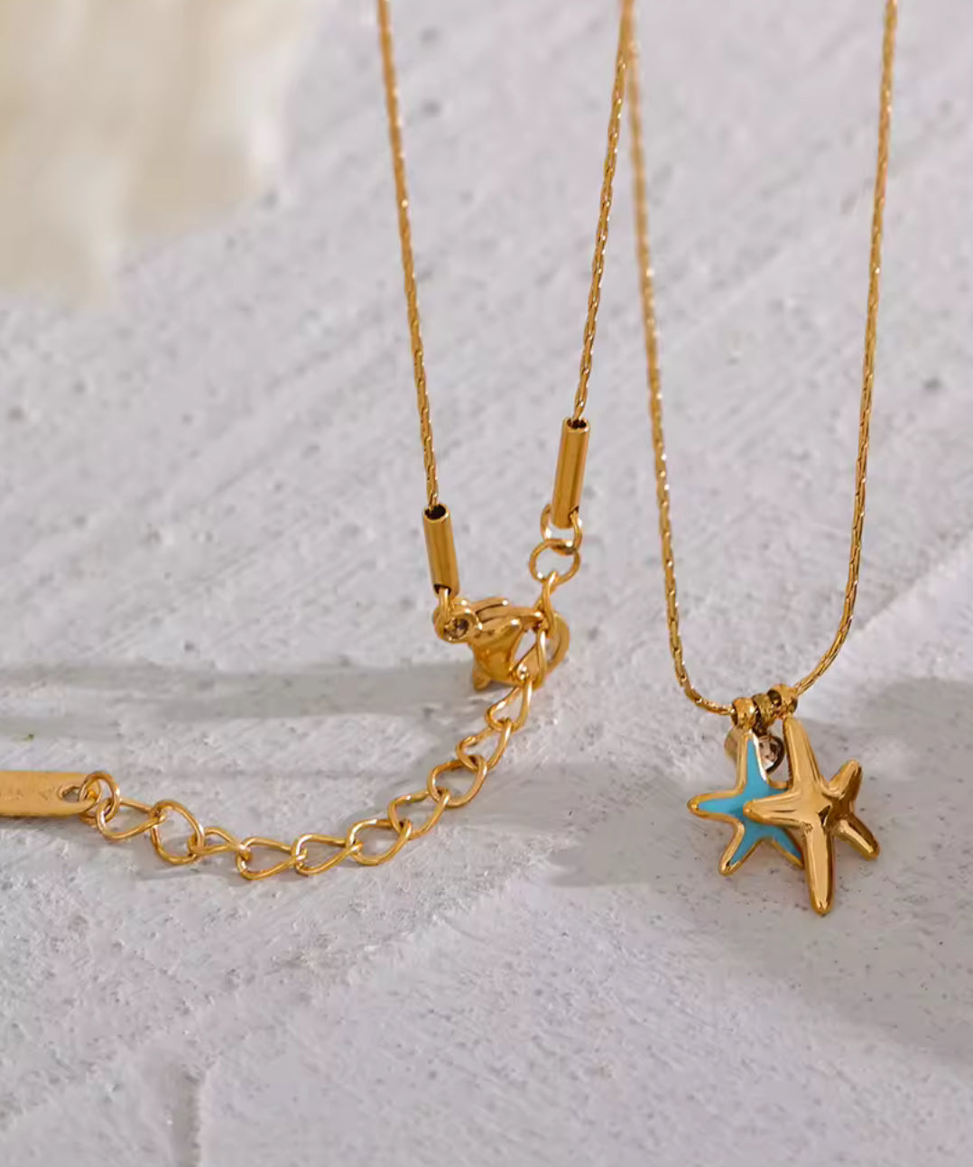 AISANG Star Fish Zirconia Pendant Stainless Steel Waterproof Necklace Jewelry for Women